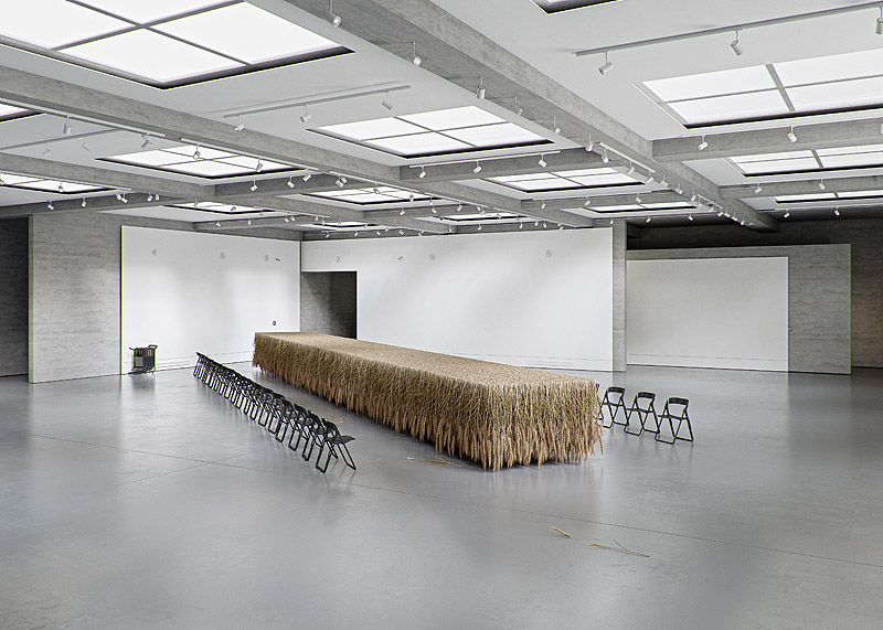 Tadao Cern - instalación artística creada con paja seca