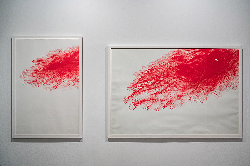 Chiharu Shiota- pintura que presenta una madeja de hilos rojos