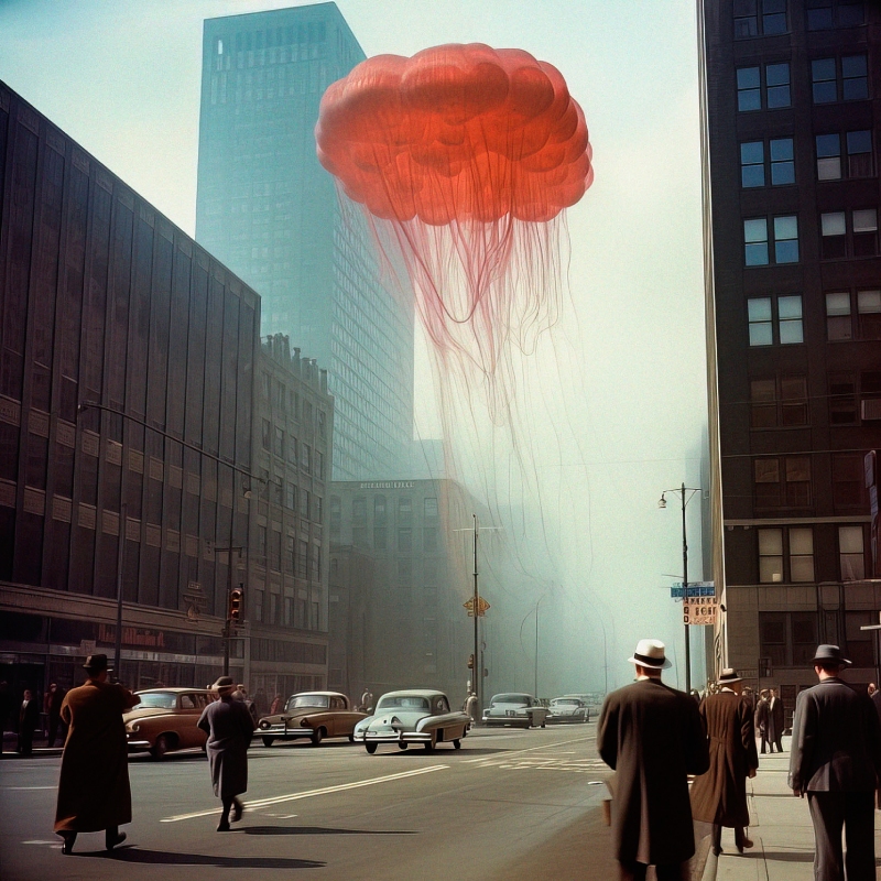 Phillip Toledano. Medusa gigante sobrevolando NY.