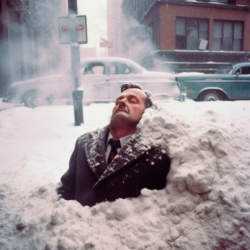 Phillip Toledano. Imagen de un hombre enterrado en la nieve.