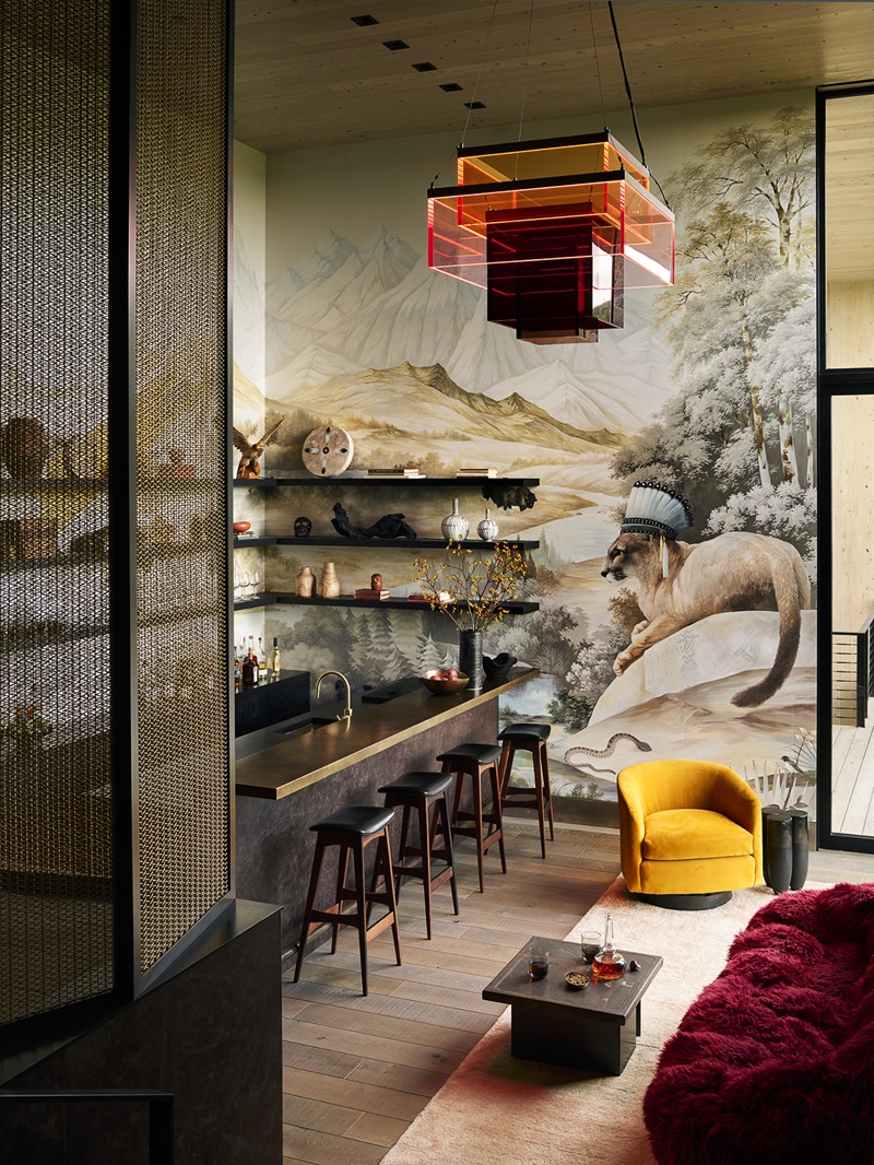 CLB-Architects-HSH-Interiors-ShineMaker: bar con papel pintado a mano