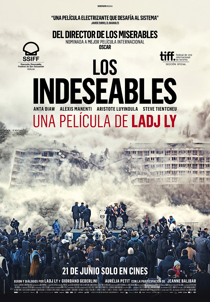 Los indeseables - poster de la película se ve una demolición de un edificio