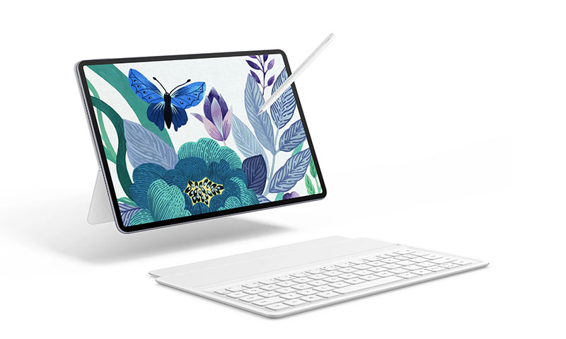 Huawei MatePad 11.5"S: la tablet con un teclado inalambrico en color blanco todo