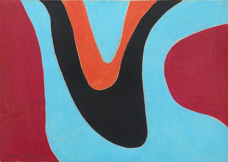 Mari Chorda, pintura de colores cálidos y formas sinuosas