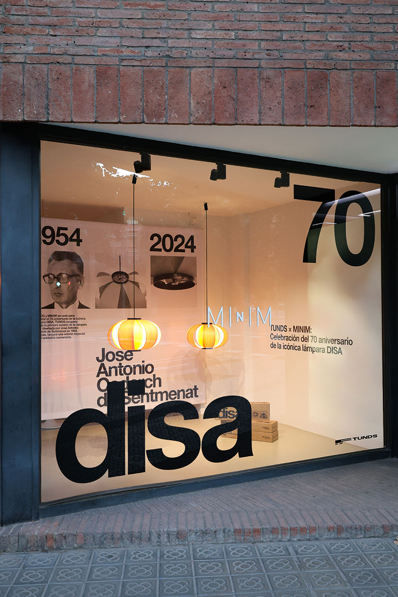 El espacio Minim de exposición en el que se celebró el 70 aniversario de la lámpara DISA.