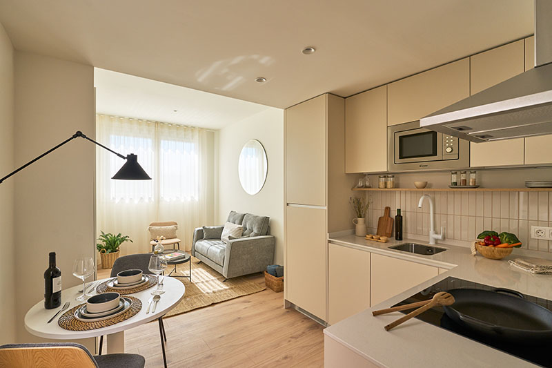 Node Living, Alcobendas Madrid: vista de un apartamento totalmente amueblado