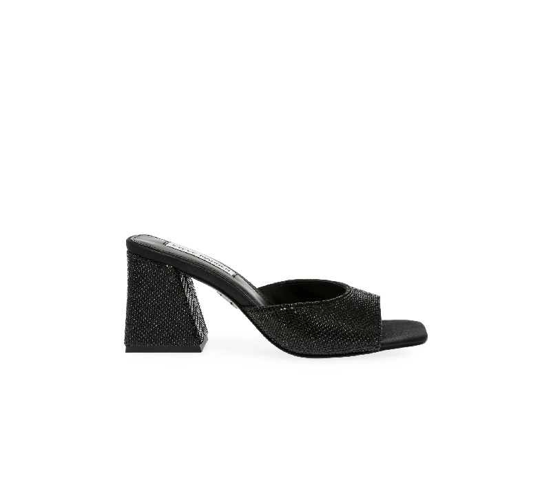 sandalias negras tacón steve madden tacón ancho