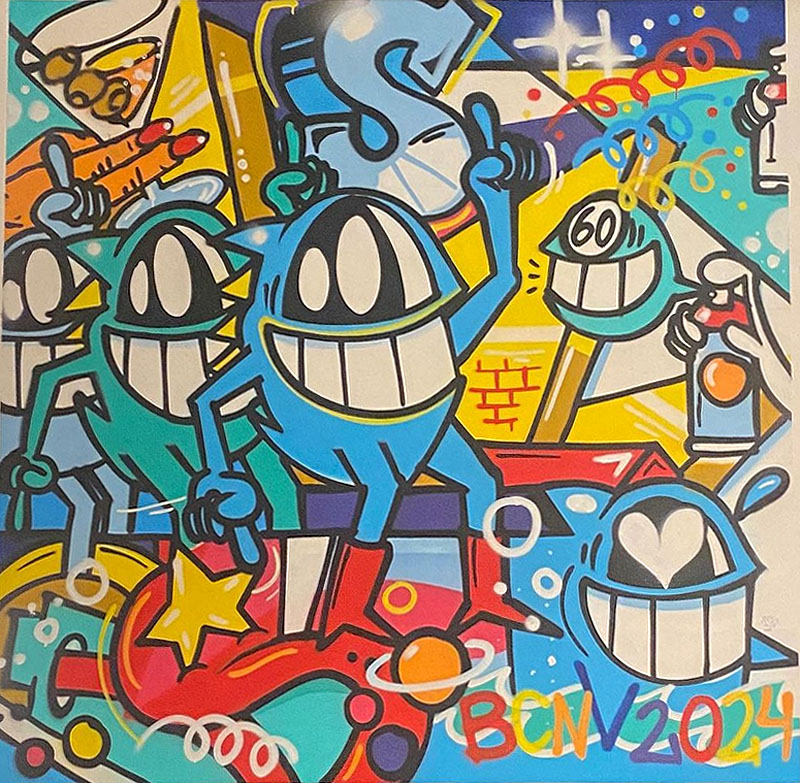 El pez - pintura urbana en la que los protagonistas son peces sonrientes