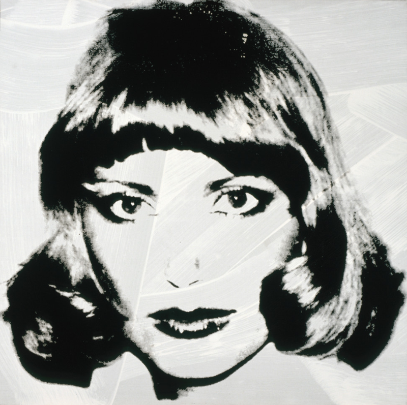 Andy-Warhol-Absolut-Spritmuseum: retrato de Evelyn Kuhn en blanco y negro