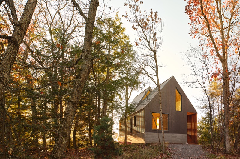 Bunkie On The Hill-Dubbeldam: cabaña de madera en mitad del paisaje canadiense