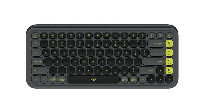 Teclado Logitech Pop Icon Keys: el dispositivo en color negro y verde