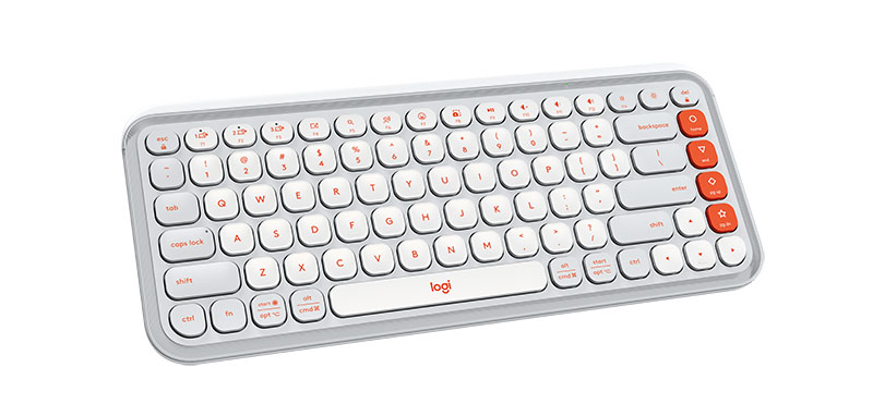 Teclado Logitech Pop Icon Keys: el dispositivo en color gris y naranja