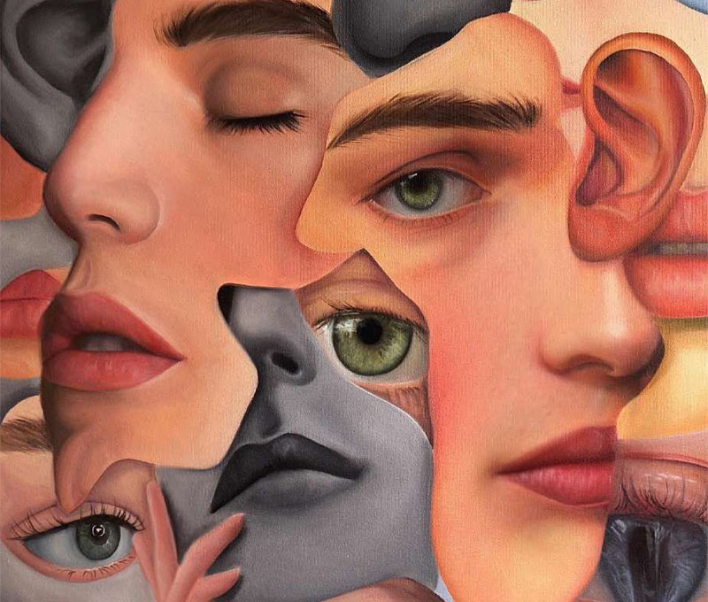 Celia Gallego - Pintura de collage de caras