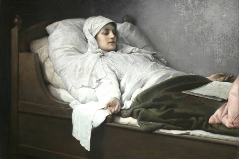 Pintura clásica de mujer durmiendo