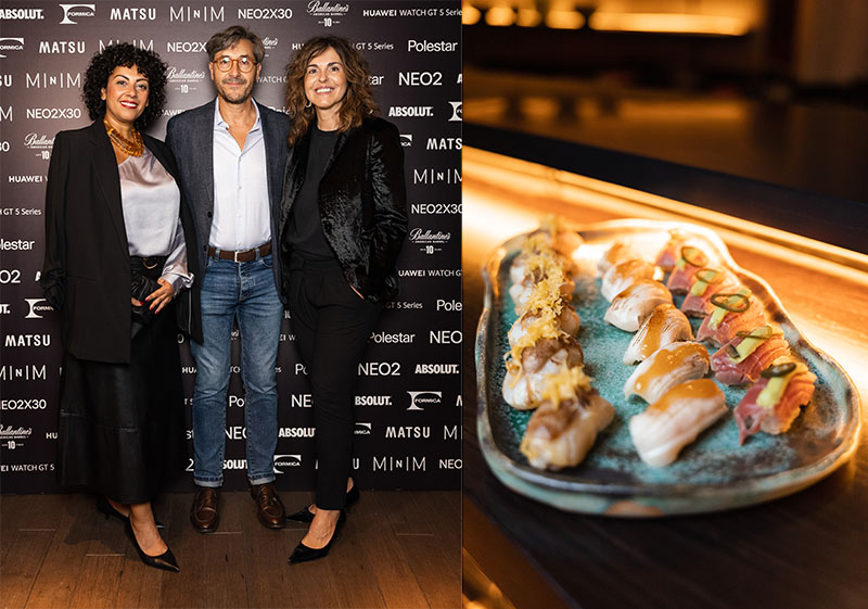 Neo2 Awards 2024: asistentes a la fiesta y bandeja de sushis