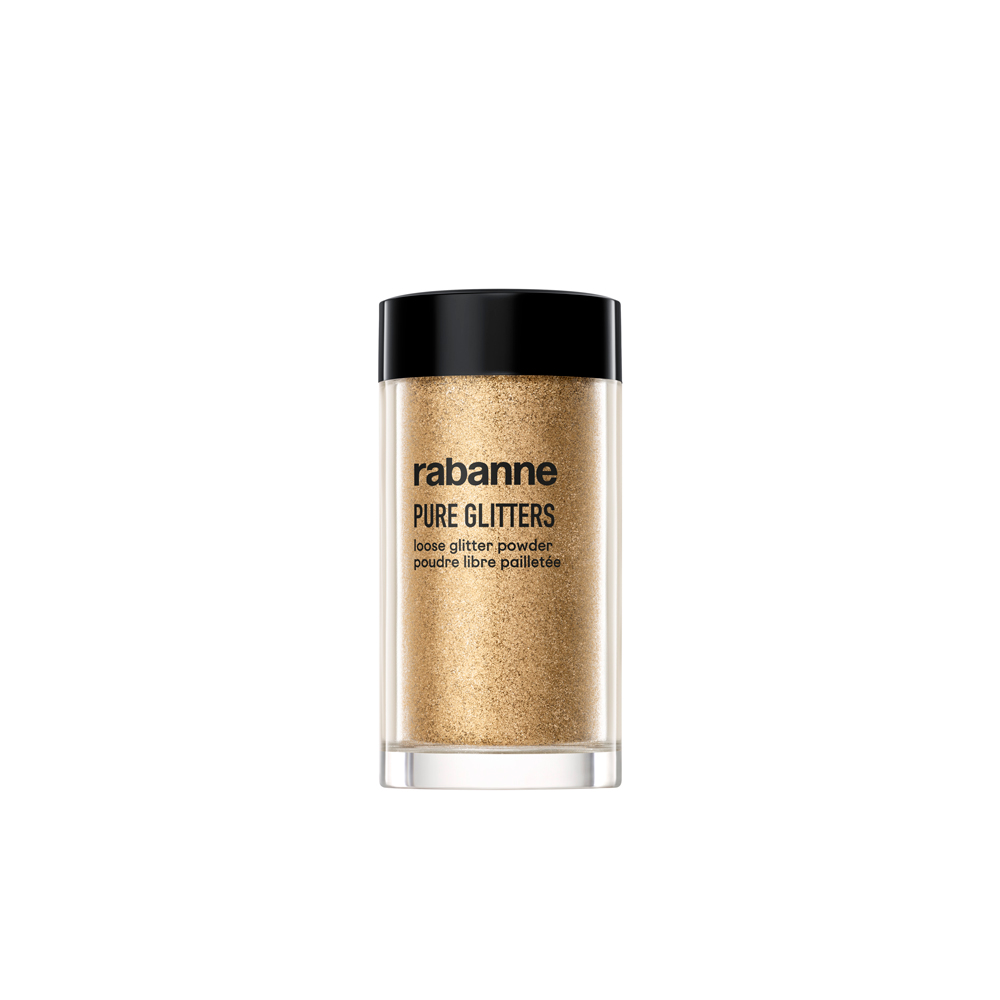 rabanne makeup purpurina dorada