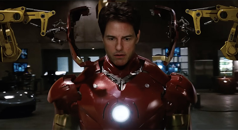 imagen de fotograma de trailer falso con la cara de Tom Cruise