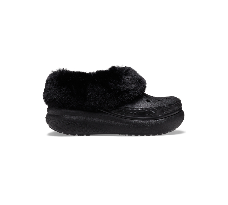 zueco negro zapatos pelo estilo furry crocs