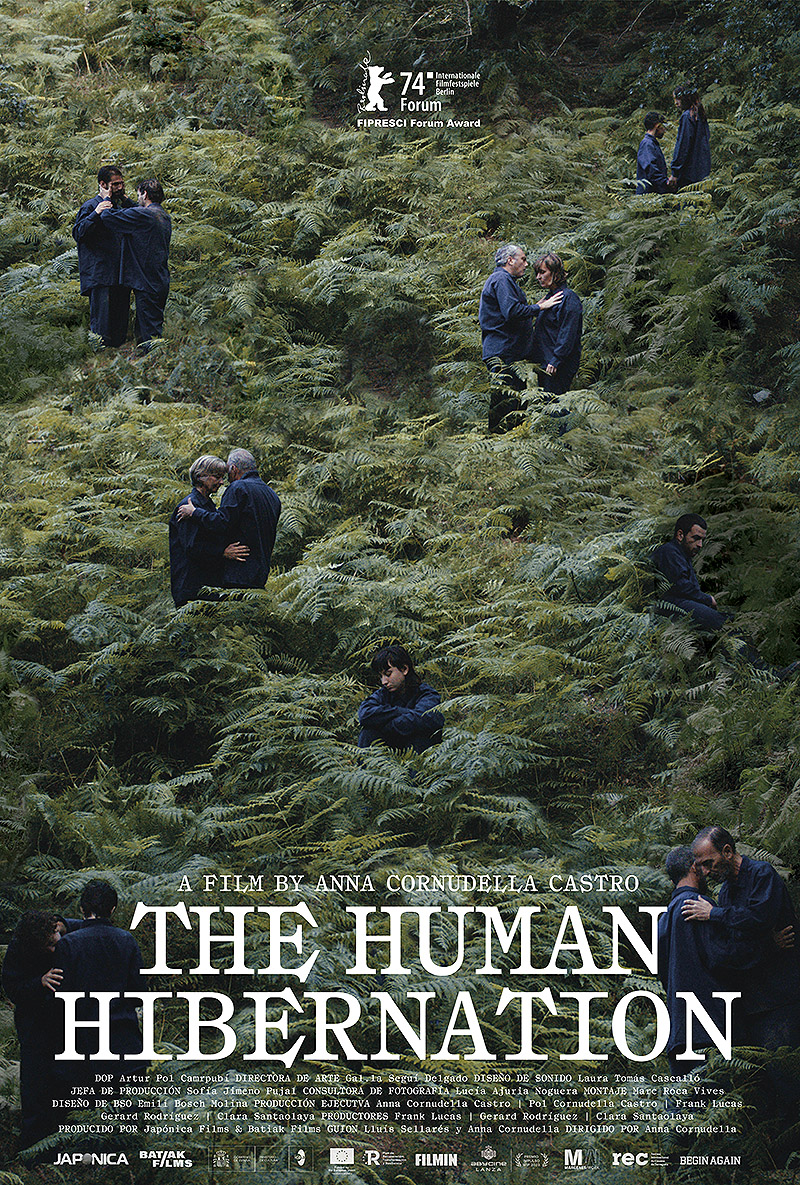 Poster de la película "The human hibernation" - se ven a unos personajes un un monte con helechos